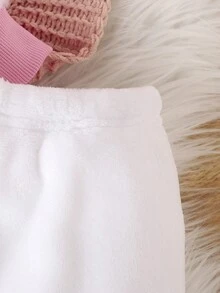 Baby Girl Bear Applique Stand Collar Top And Long Pants Set - Multicolor - View 3