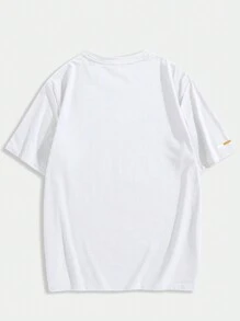 Manfinity LEGND Men's Short Sleeve Casual T-shirt With Printed Texts - White - View 3