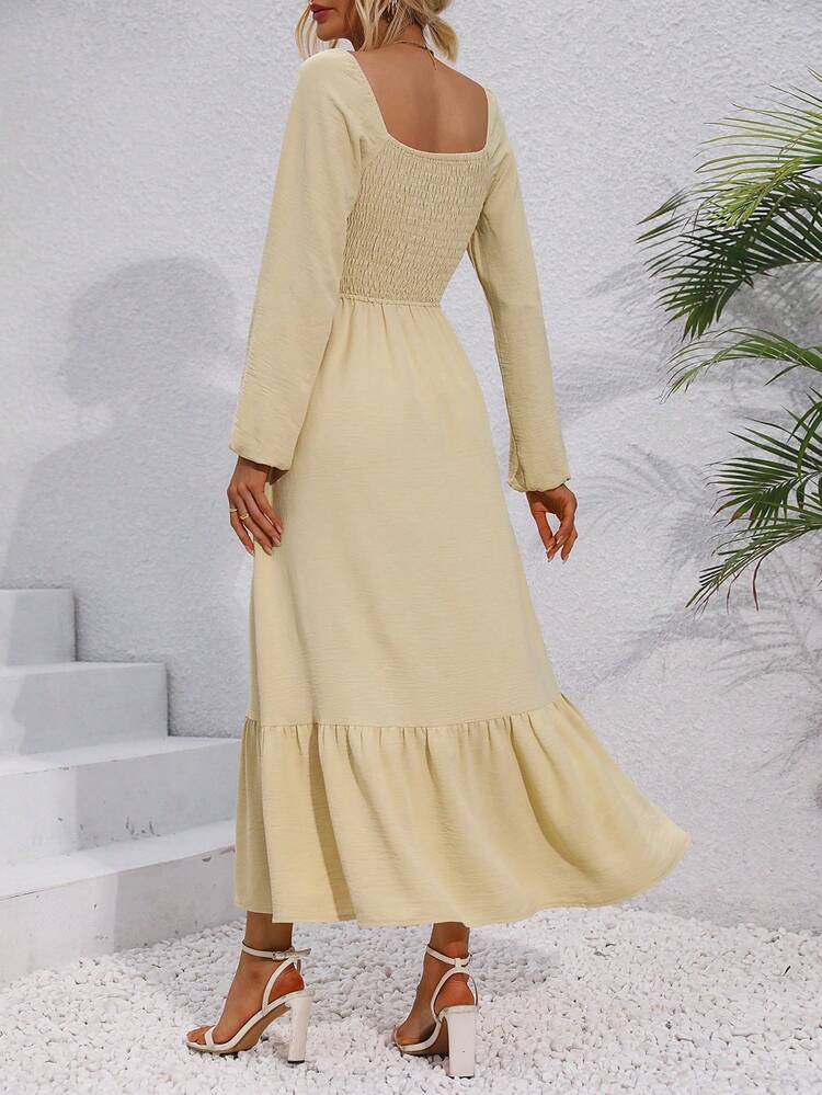 Women's Twist Knot Sweetheart Neckline Hollow Out Back Shirred Dress