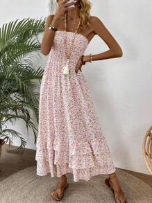 SHEIN Clasi Women'S Floral Print Strapless Dress - Multicolor - View 6