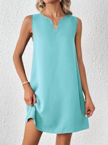 SHEIN Clasi 女款無袖缺角領口連身裙 - 薄荷藍 - 查看 2