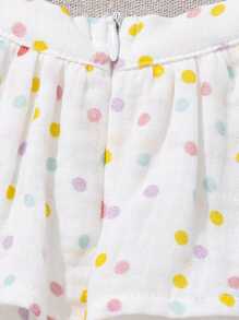 SHEIN Newborn Baby Girls' Polka Dot Patterned Camisole With Ruffle Trim