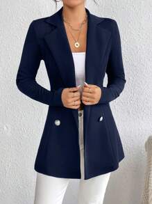 SHEIN Frenchy Women's Slim Fit Long Sleeve Blazer With Lapel Collar