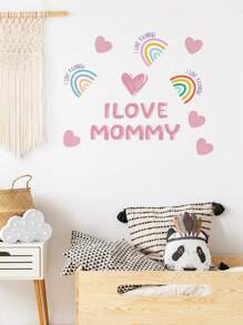 Cozy Pixies 1片「我愛媽媽」主題的嬰兒房裝飾壁貼,自粘式厚貼防潮臥室壁貼,剝離不捲曲,不留殘膠,尺寸: 17.4x9.29 英寸 - 彩色 - 查看 6