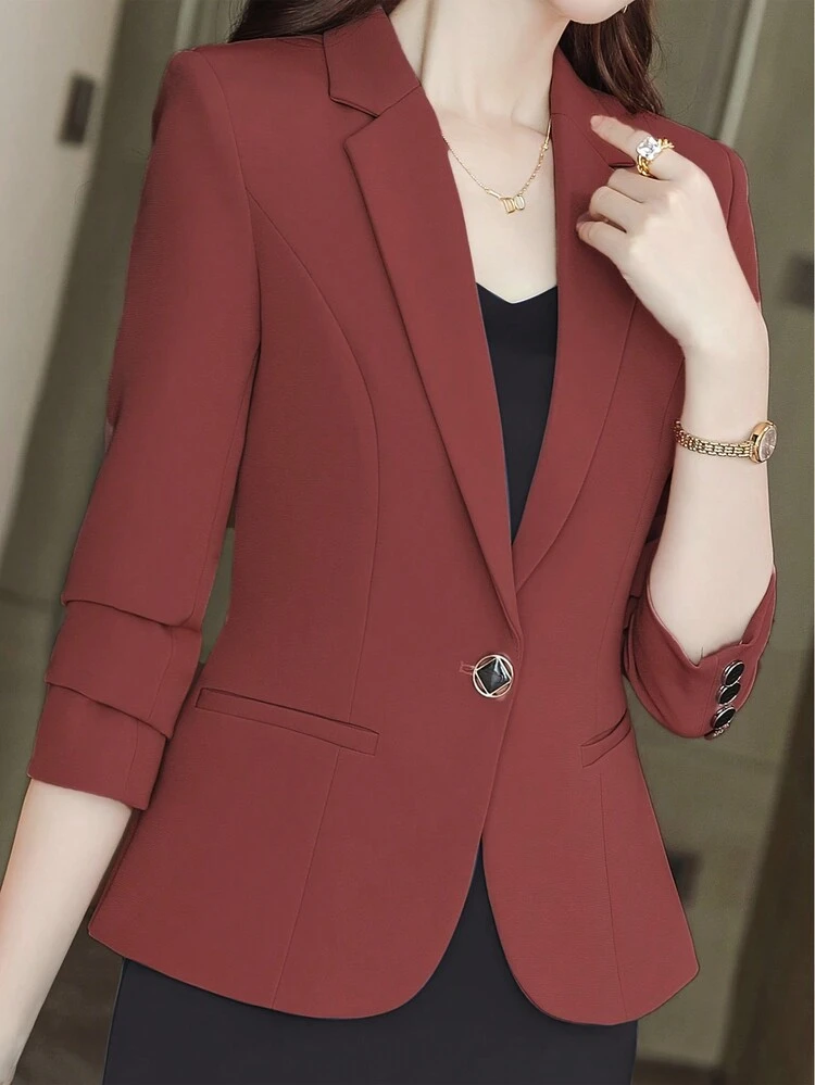 Blazer Feminino com Lapela e Gola Simples - Vermelho - Visão 1