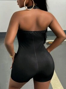 Slaydiva 夏季無背後頸緊身連體褲 - 黑色 - 查看 2