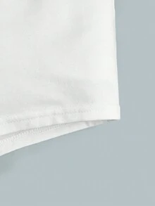 男童休閒簡約卡通印花短袖上衣短褲套裝,適合夏季 - 白色 - 查看 3