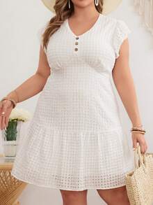 SHEIN VCAY Robe À Volants À Manches Papillon Et Ourlet Pour Femmes Grandes Tailles