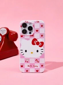 HELLO KITTY AND FRIENDS | SHEIN Pink Plaid Pattern Mobile Phone Case, Compatible With IPhone - Pink - View 3