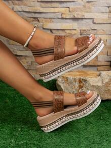 Women'S Summer Platform Wedge Heel Sandals With Thick Sole And Waterproof Platform - Brown - View 2