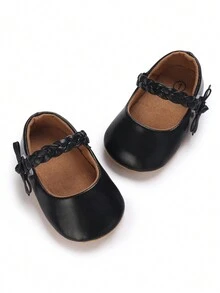 瑪莉珍風格女童防滑柔軟橡膠底pu鞋,適合春夏室內外運動,裝扮和公主服飾 - 黑色 - 查看 5