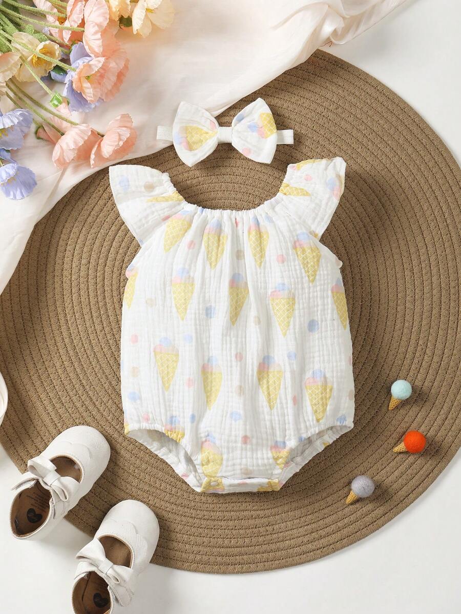 Baby Girls' Ice Cream Printed Bodysuit - Multicolor - View 1