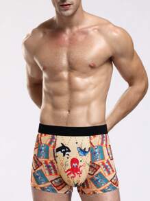 Men'S Octopus Printed Boxer Briefs - Multicolor - View 1