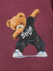 Manfinity RebelGame 男士針織卡通印花短袖t卹 - 酒紅色 - 查看 3