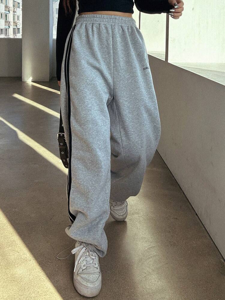 Women's Contrast Color Edge Sweatpants,Women Joggers