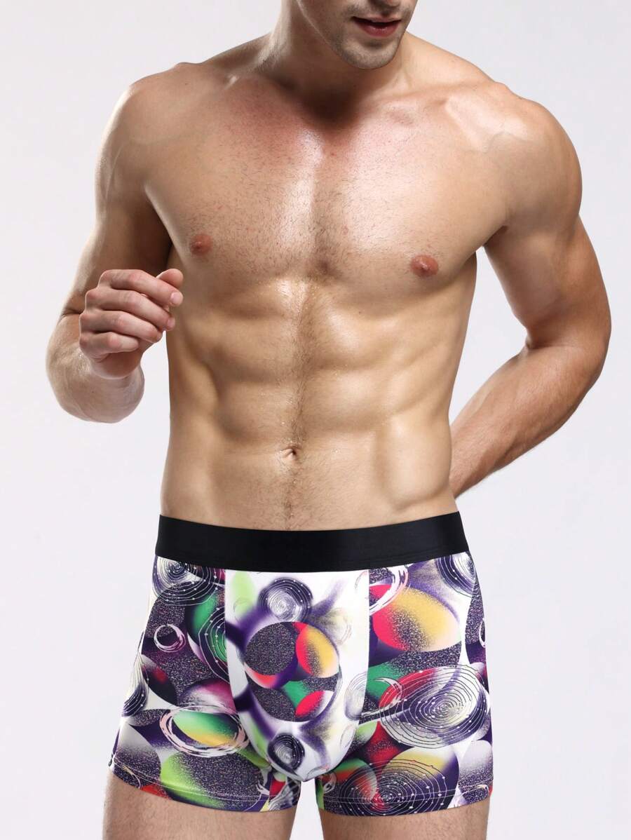 Men's Funny Cute Multicolor Animal Print Knitted Fabric Swim Trunks With Medium Stretch - Multicolor - View 1