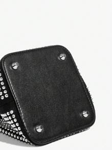 SHEIN SXY Women'S Black Diamond Decor Shoulder Bag - Black - View 6