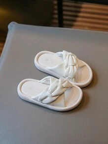 2024夏季新款女孩拖鞋,柔軟底部公主鞋,時尚,防滑,舒適,休閒兒童拖鞋 - 米色 - 查看 2