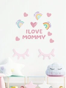 Cozy Pixies 1片「我愛媽媽」主題的嬰兒房裝飾壁貼,自粘式厚貼防潮臥室壁貼,剝離不捲曲,不留殘膠,尺寸: 17.4x9.29 英寸 - 彩色 - 查看 5