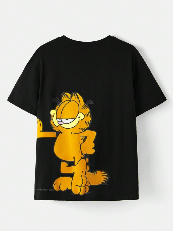 GARFIELD X SHEIN Plus Cartoon Print Round Neck T-Shirt, Summer