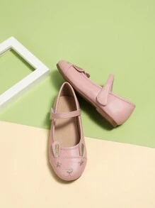 أحذية باليه وردية ذات طبعات أميرات رومانسية للبنات للارتداء اليومي، للخريف والشتاء، ذات فتحة رقبة منخفضة، أحذية رقص وحفلات عصرية للأطفال - وردي - مشاهدة 3