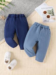 3pcs Baby Boys' Casual Solid Color Long Pants Outfits Set - Multicolor - View 1