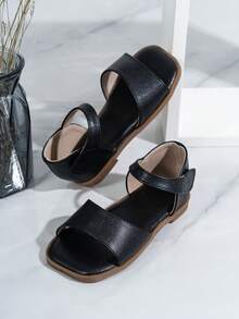 Children's Black Flat Sandals - Black - View 4