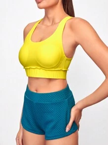 VARSITIE Sports Yoga Basic Chest Cup With TANK TOP AND SHORT Pants  SET - Yellow - View 3
