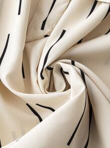 SHEIN Clasi Plus Size Striped And Printed Notch Neck Belted Dress - Apricot - View 5