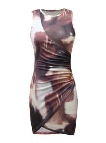 SHEIN Unity Ladies' Tie-Dye Printed Sleeveless Dress - Multicolor - View 1
