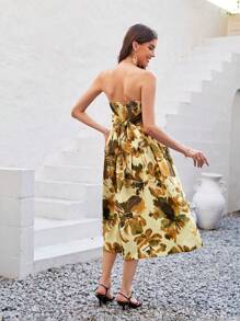 GENKIRA Women'S Floral Print Strapless Dress - Multicolor - View 2