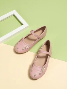 أحذية باليه وردية ذات طبعات أميرات رومانسية للبنات للارتداء اليومي، للخريف والشتاء، ذات فتحة رقبة منخفضة، أحذية رقص وحفلات عصرية للأطفال - وردي - مشاهدة 2