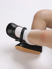 瑪莉珍風格女童防滑柔軟橡膠底pu鞋,適合春夏室內外運動,裝扮和公主服飾 - 黑色 - 查看 6