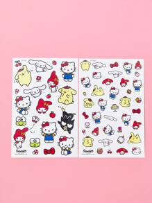 HELLO KITTY AND FRIENDS | SHEIN 2入組可愛卡通動物暫時性紋身貼紙 - 彩色 - 查看 5