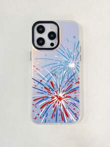 ROMWE 1入精品激光投影煙花印刷手機殼,不同角度具有色彩變化效果,適用於iphone 11,iphone 13,iphone 14,iphone 15和其他iphone型號 - 彩色 - 查看 1