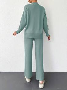 RueChic Solid Drop Shoulder Sweater & Knit Pants