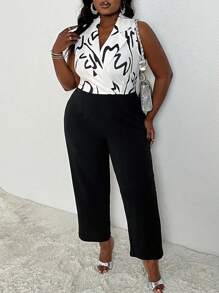 Slaydiva Plus Size Color-Block Floral Printed Patchwork Jumpsuit
