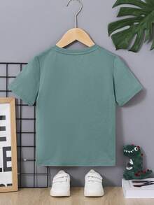 SHEIN Young Boys' Casual 3d Embossed T-Shirt - Green - View 2