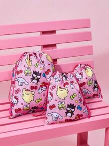HELLO KITTY AND FRIENDS | SHEIN Cartoon Graphic Lake Blue Asymmetrical Handheld Cosmetic Bag, Gifts - Multicolor - View 1