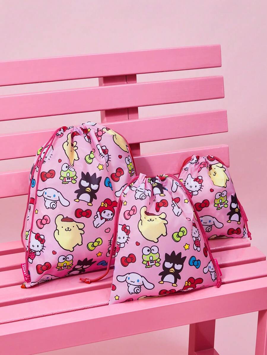 HELLO KITTY AND FRIENDS | SHEIN Cartoon Graphic Lake Blue Asymmetrical Handheld Cosmetic Bag, Gifts - Multicolor - View 1