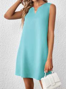 SHEIN Clasi 女款無袖缺角領口連身裙 - 薄荷藍 - 查看 6