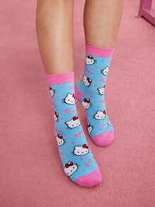 HELLO KITTY AND FRIENDS | SHEIN 2 Pairs Breathable And Sweat-Absorbing Mid-Calf Socks