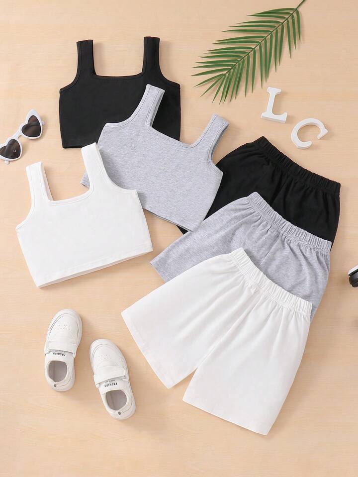 SHEIN ニットトップス&ショートパンツセット カジュアルコーデ 夏 