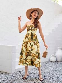 GENKIRA Women'S Floral Print Strapless Dress - Multicolor - View 5