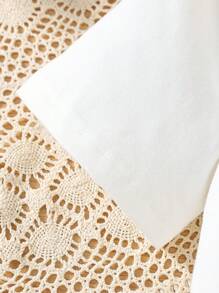 SHEIN 少女圓領短袖t恤,配有荷葉邊飾邊