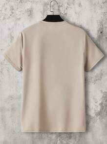 GENTILAND 男士圆领短袖休闲纯色T恤，适合外出，男友礼物 - 綠色 - 查看 2