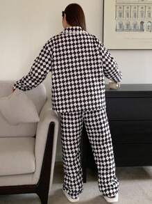 DAZY Thickened Quilted Home Clothing Set Fall,Winter Pajama - Brown - View 2