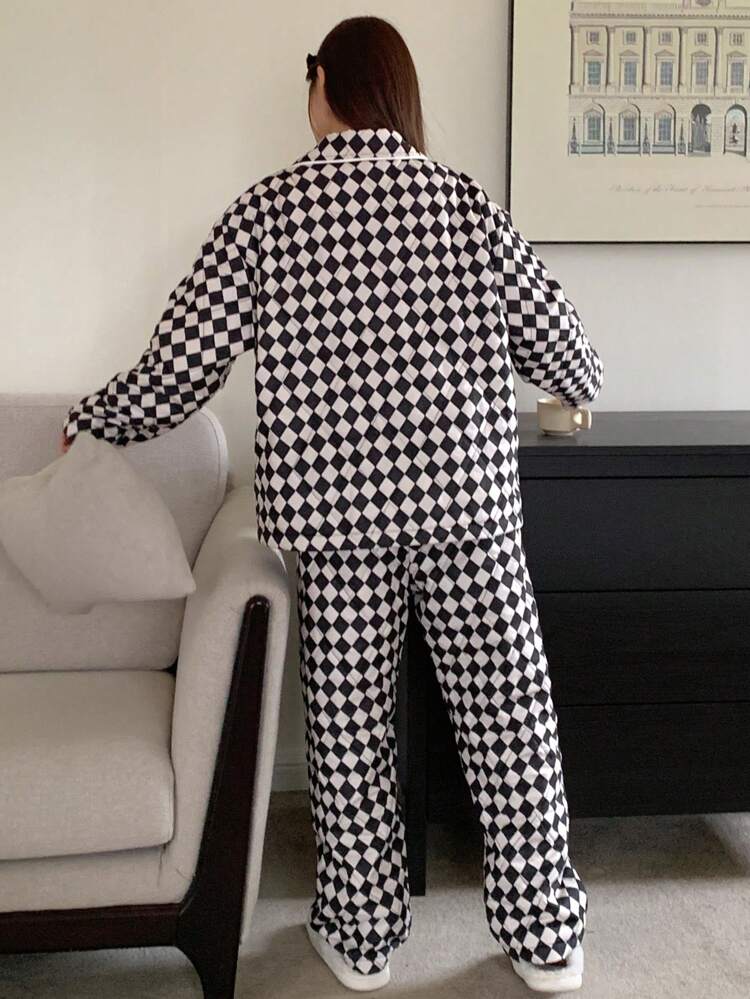 Thickened Quilted Home Clothing Set Fall,Winter Pajama