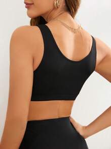 SHEIN Maternity Nursing Tankini Top Carnival - Black - View 2