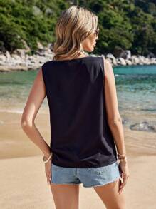 Breezaya Áo thun không tay họa tiết hoa đi nghỉ mát cho nữ Áo thun nữ - Nhiều màu - Xem 2